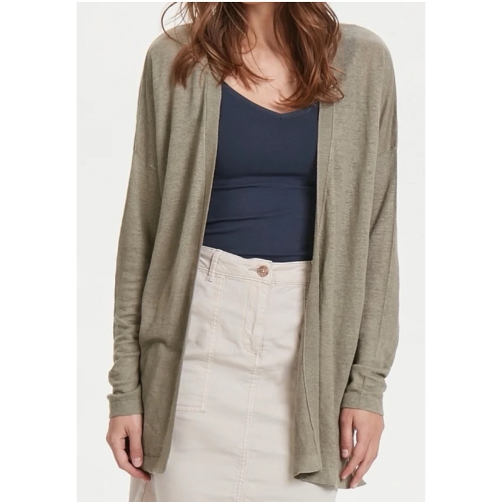Part Two 100% pure linen green cardigan size xs